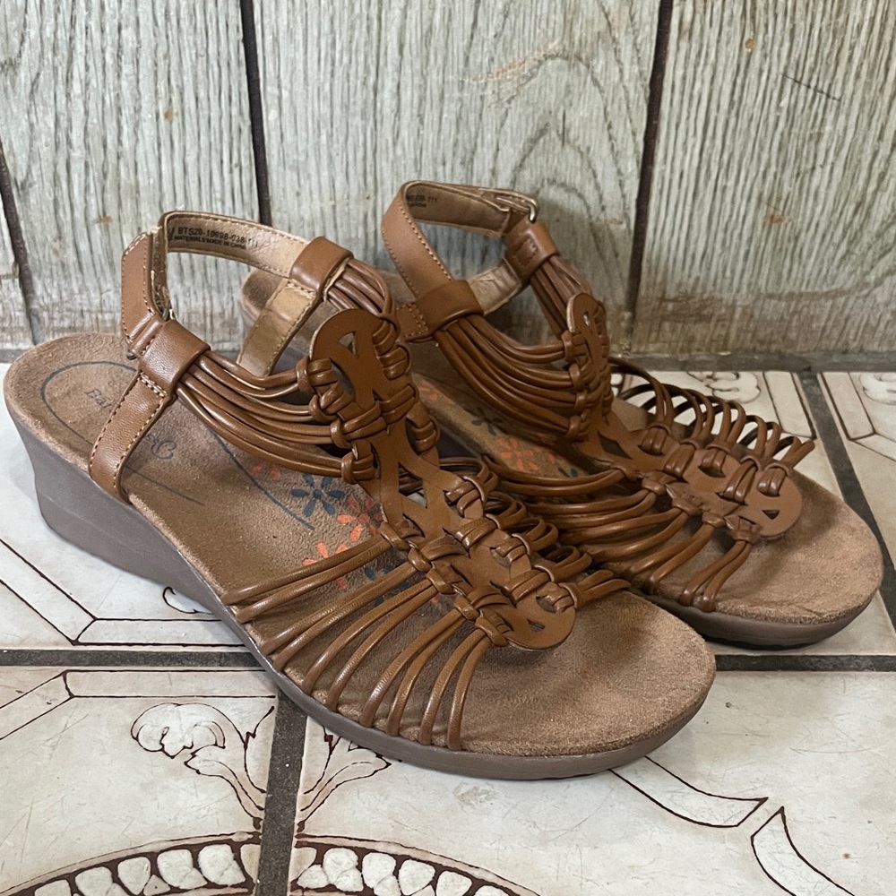BareTraps Brown Strappy Wedge Sandals